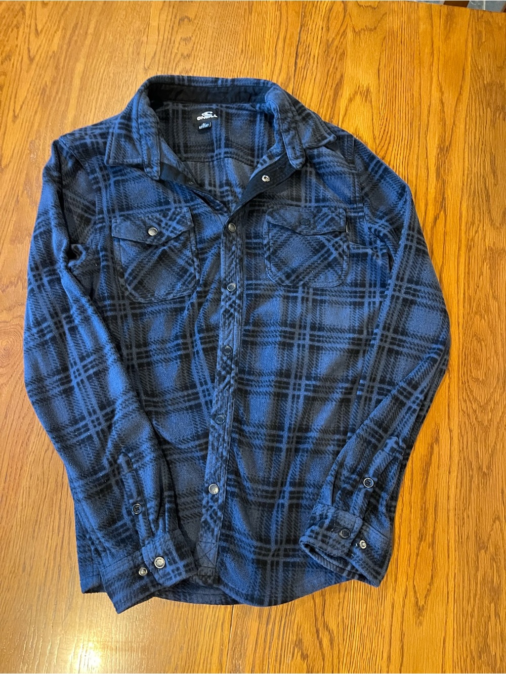 O'Neill Blue and Black Plaid Flannel Shirt